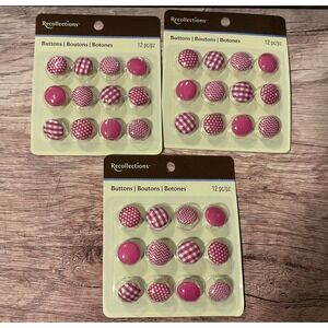 Recollections Buttons Package of 12 Brand New Lot Of 3 Packages Pink